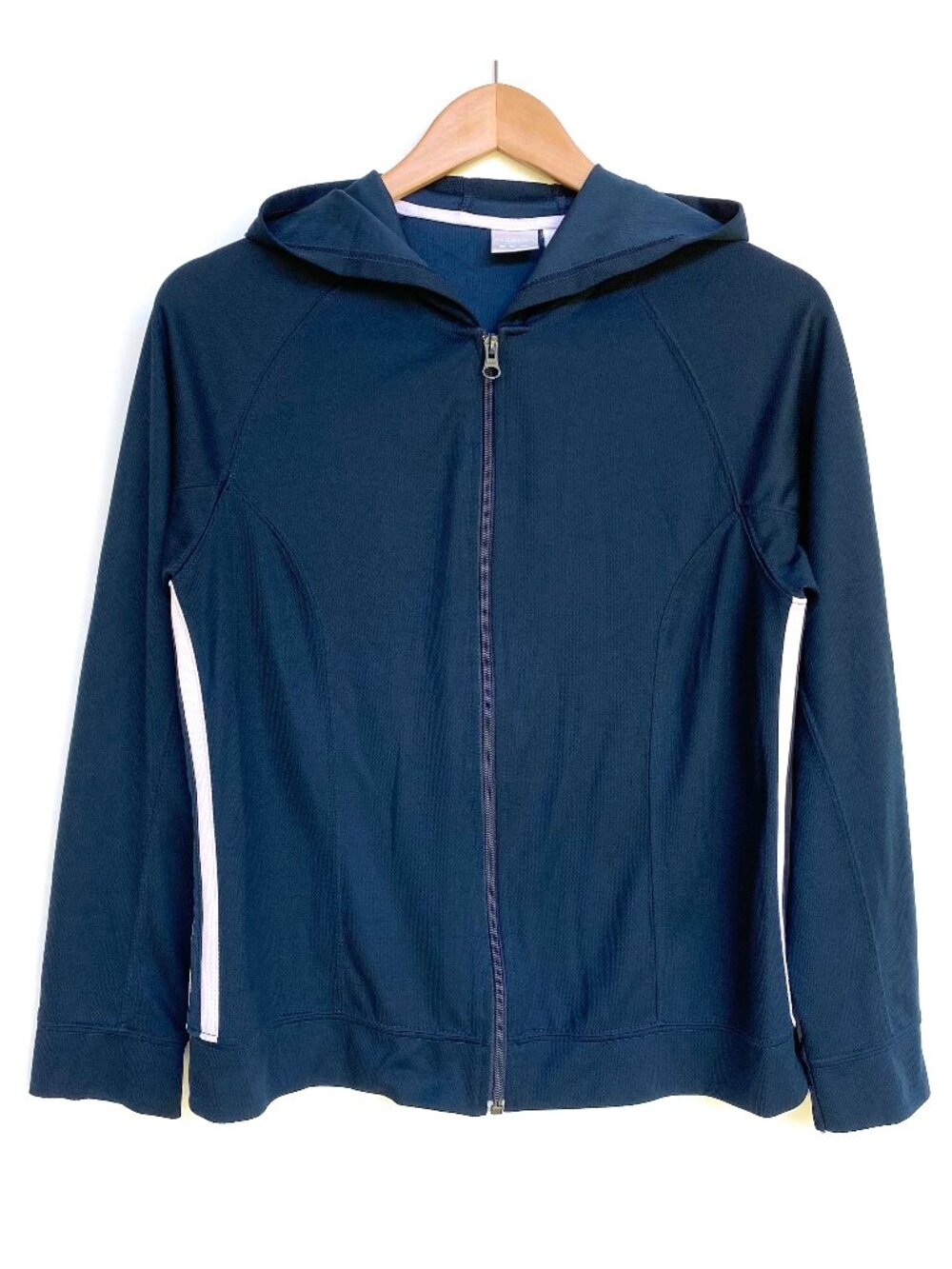 Pro Spirit Zip Up Lightweight Hoodie Navy White Side Stripes Size M